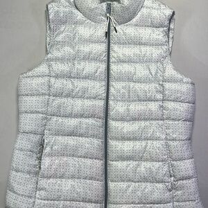 GAP Women’s Grey Gray White Print Puffer Warmest Vest Full Zip Outdoors Rugged-M
